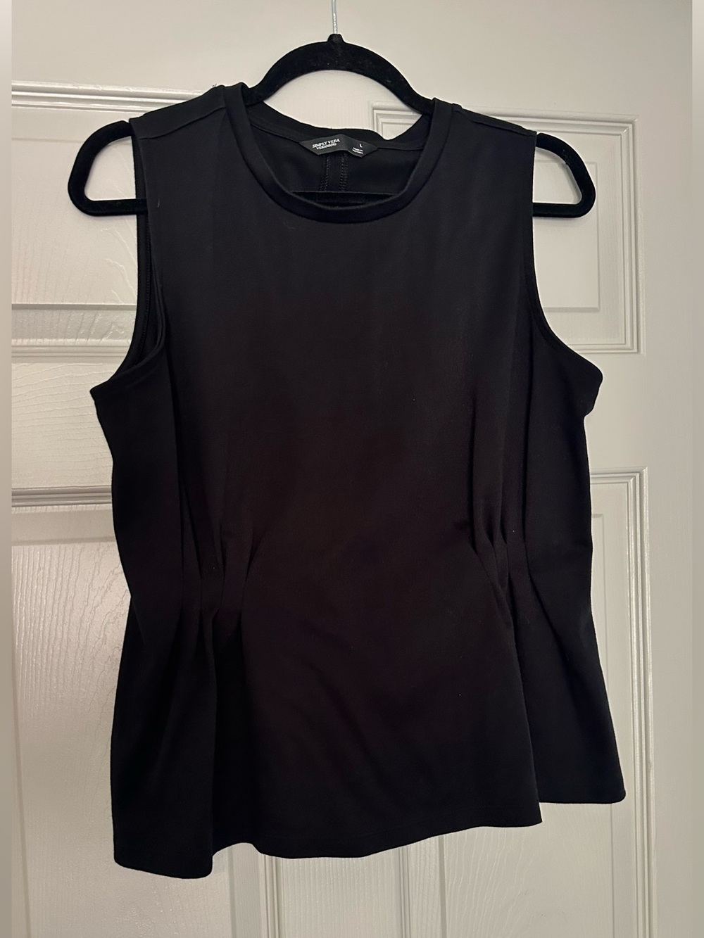 Simply Vera Vera Wang Black Sleeveless Side Pleated Peplum Tank